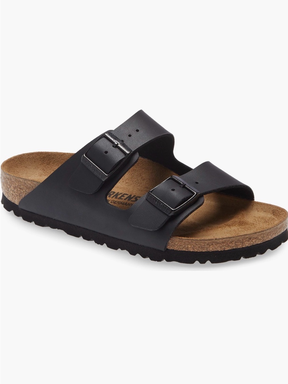 Birkenstock Arizona Birko-flor Two-Strap slide sandal in black size 37 (EU)